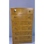 An oak pedestal chest of six drawers, H.121 W.69 D.42cm