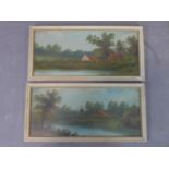 20th century British, Landscape, oil on board, 45 x 22 cm each
