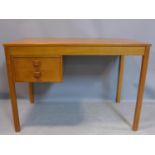 A Danish teak Domino Mobler desk, with two small drawers, on square legs, H.73 W.105 D.59cm