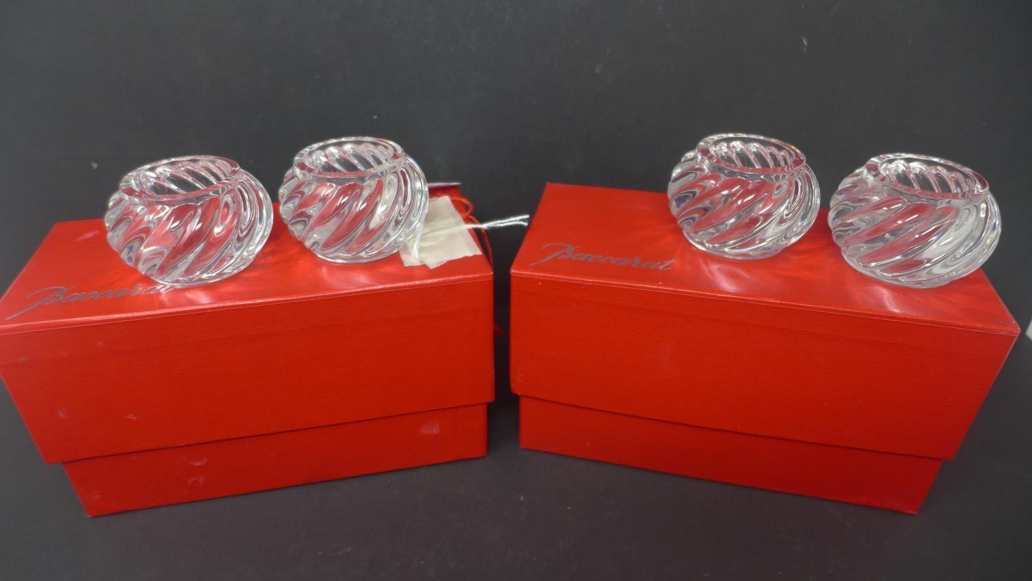 Two boxed pairs of Baccarat Bambous crystal napkin rings, with maker's marks (2) - Image 4 of 4