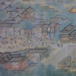 A Chinese printed scroll of a Ming Dynasty (1368-1644) painting entitled 'Spring Festival on the