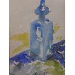 Patricia Wright (British, 1919 - 2019), Blue bottle, watercolour, signed, 50 x 43 cm