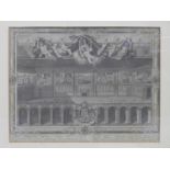 An antique print of an 18th century engraving of 'The Seven Famous Cartons at Hampton Court', the