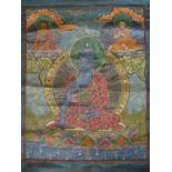 Tibetan Thangka of Buddha Akshobhya, inscribed on the back, distemper on cloth, 19th century,