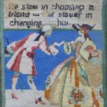 A needlework sampler, 'Be Slow in Choosing a Friend... But Slower in Changing Him', in exotic