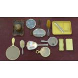 Female beauty set miscellaneous, including six mirrors and brushes, 1960's