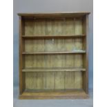 A 20th century pine open bookcase, H.127 W.106 W.33cm