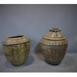 A pair of large Chinese Celadon glazed ceramic jars, 4th century
