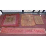 Group of four antique middle eastern textiles, various dimension, max 100 x 100 cm