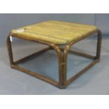 A Tavertine and bamboo coffee table, W.75 D.76cm