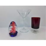 A collection of glassware, to include wine glasses, crystal dishes, candle holders, drinking