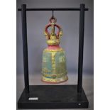 Tibetan or Burmese Temple bell, painted bronze, 19th century, H 55, ? 25 cm