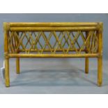 A French rattan and glass rectangular side table, c.1970, H.41 W.61 D.36cm