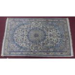 A Central Persian part silk Nain rug, central double pendant medallion with repeating petal motifs