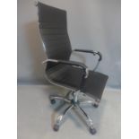 Eames style black leather swivel office chair