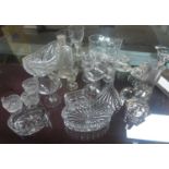 A collection of mixed glassware and crystal, to include a pair of liqueur glasses, ribbed cordial