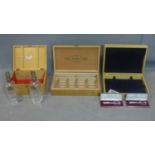 Two Johnnie Walker 150th Anniversary Decanters with wooden box, together with The Humidor -