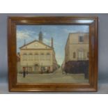 19th century French School, 'The Town Hall in a french town', framed, 46 x 56 cm, c.1850