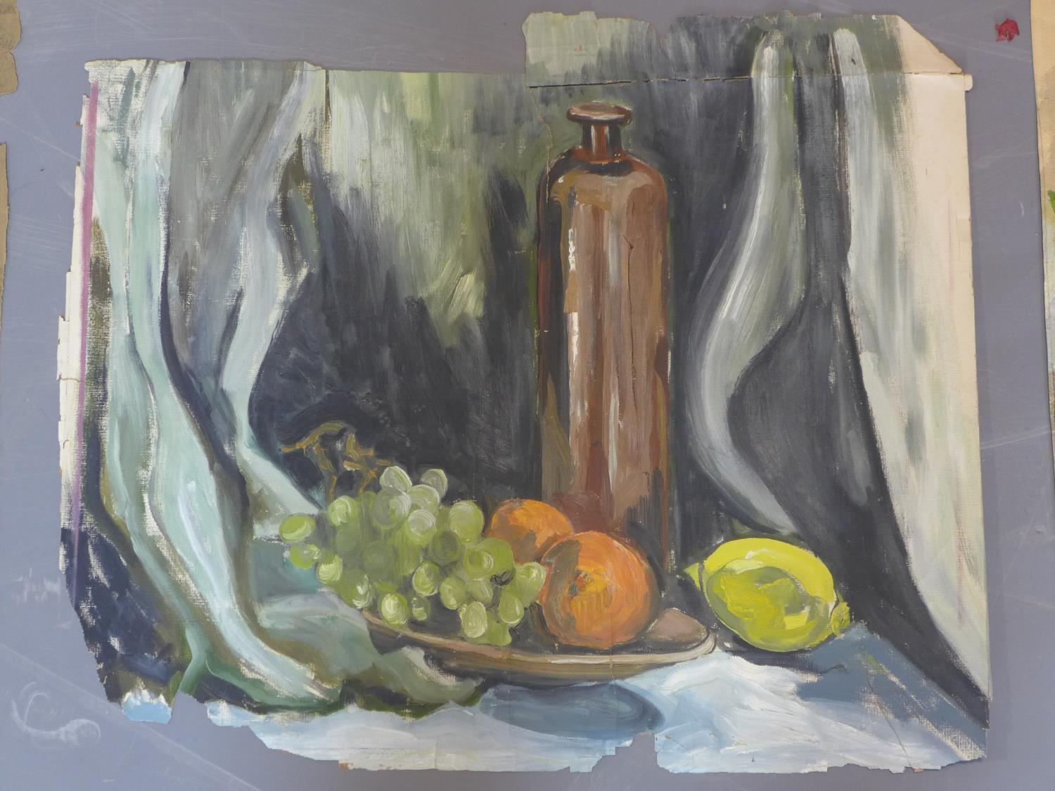 A folio containing various still life watercolour and oil paintings - Image 2 of 5