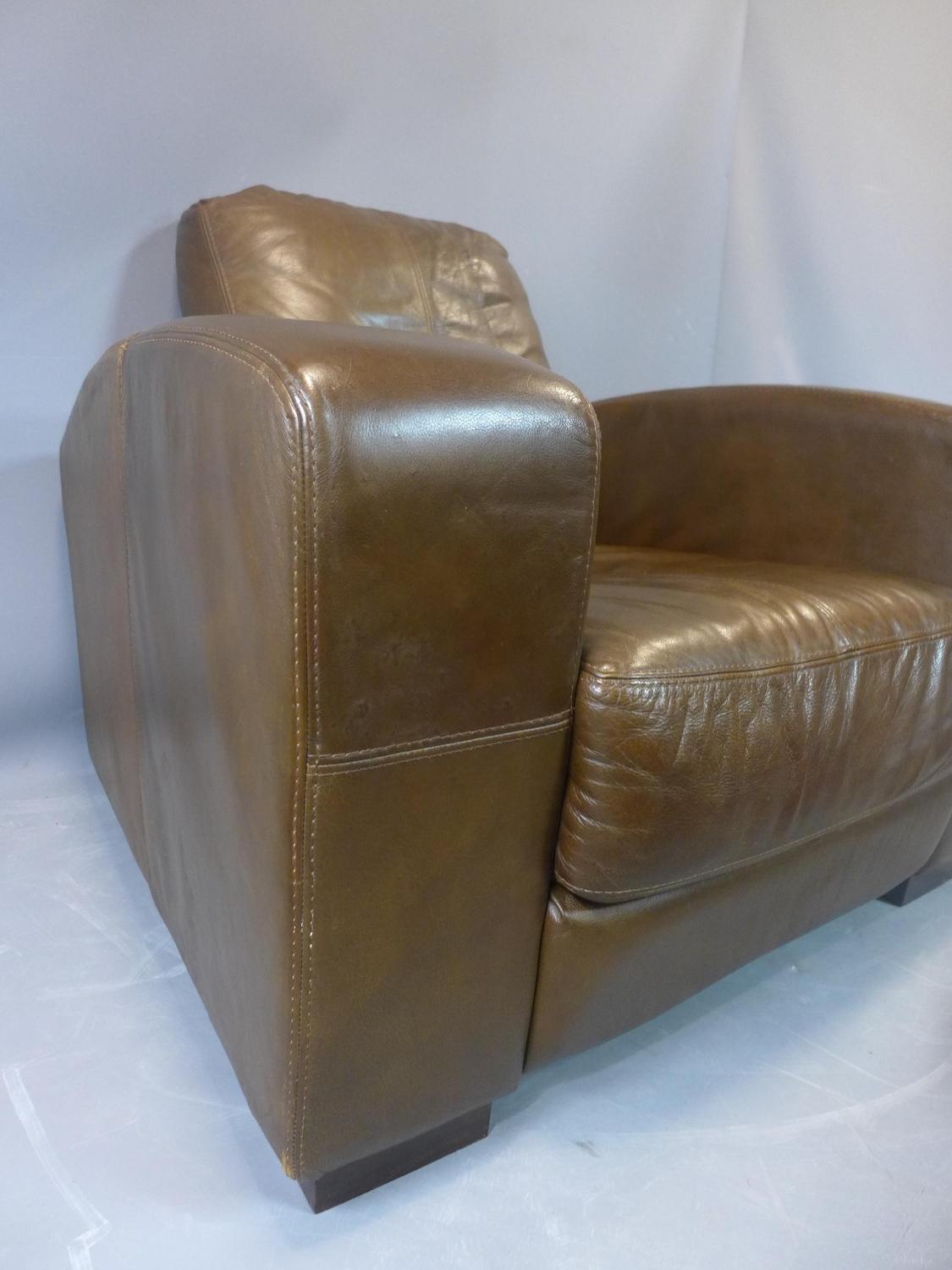 A brown leather armchair, H.80 W.89 D.90cm - Image 2 of 2