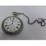 Doxa Anti-Magnetique Pocket Watch, Silver plated, Large open face with the engraved figure of a