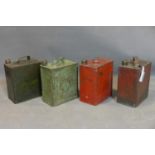 Four vintage petrol cans, to include two marked Shell and one with BP cap, H.33 W.25 D.15cm (3)