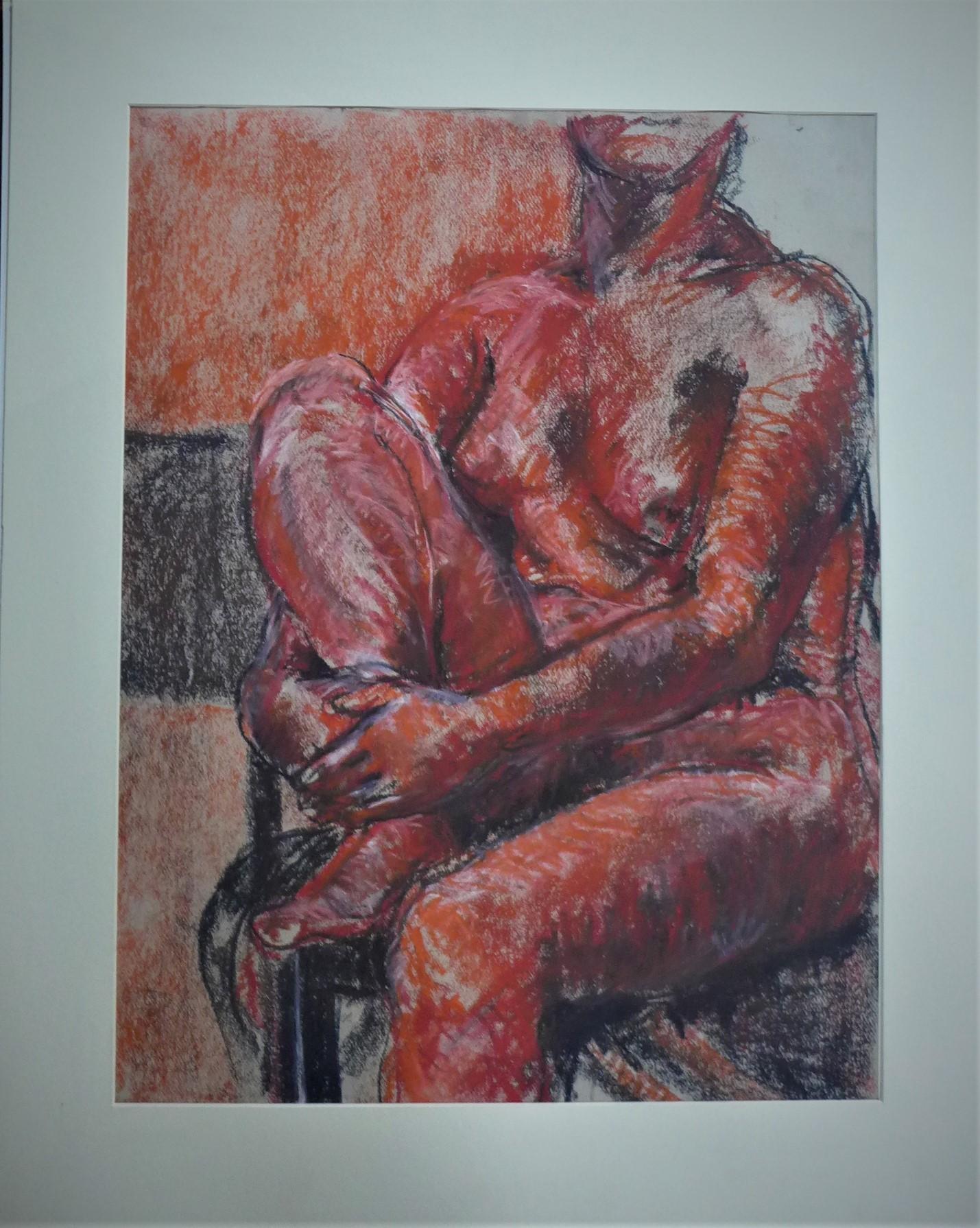 Jacquie Gulliver Thompson (1942-2007), 'Red Nude', c.1998, charcoal and pastel on paper, 65 x 51cm