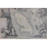 A mid 19th century French map of the French Colony of Martinique, hand-coloured print, c.1856,