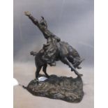 After Paolo Troubetzkoy, bronze statue of a cowboy on horse back, bearing signature and dated