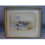 Joseph Watkins, 19th century British school, Cattles, watercolour, framed and glazed, signed and