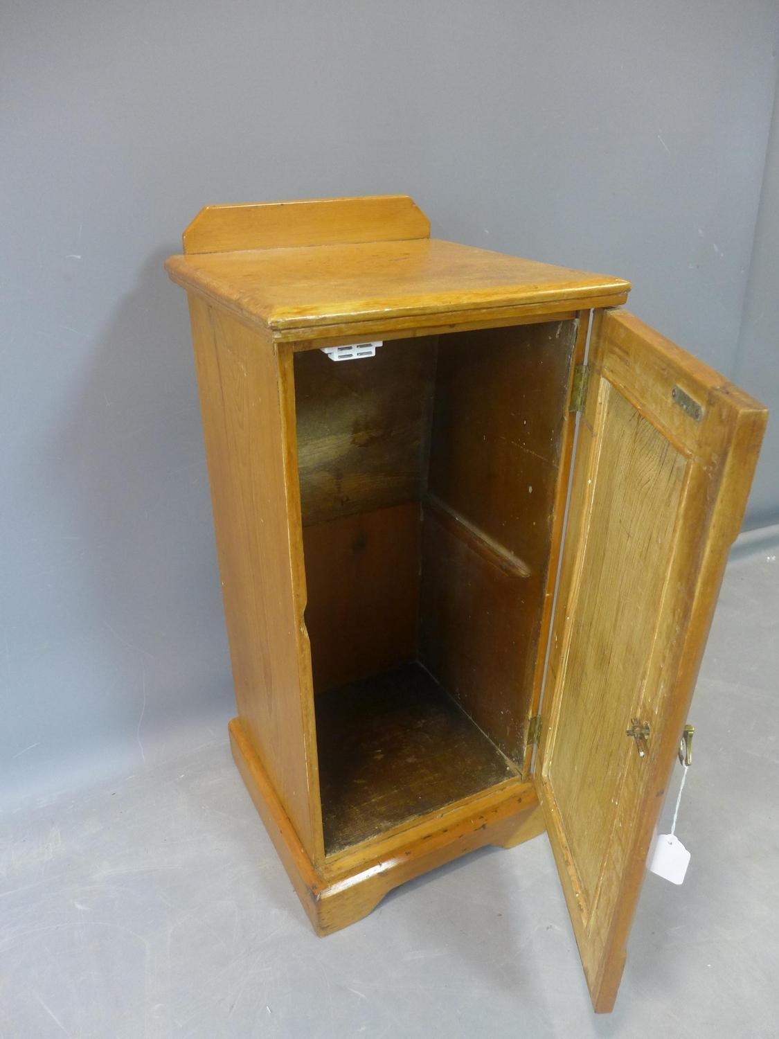 A Victorian pitch pine bedside cupboard, H.85 W.38 D.38cm - Image 2 of 2