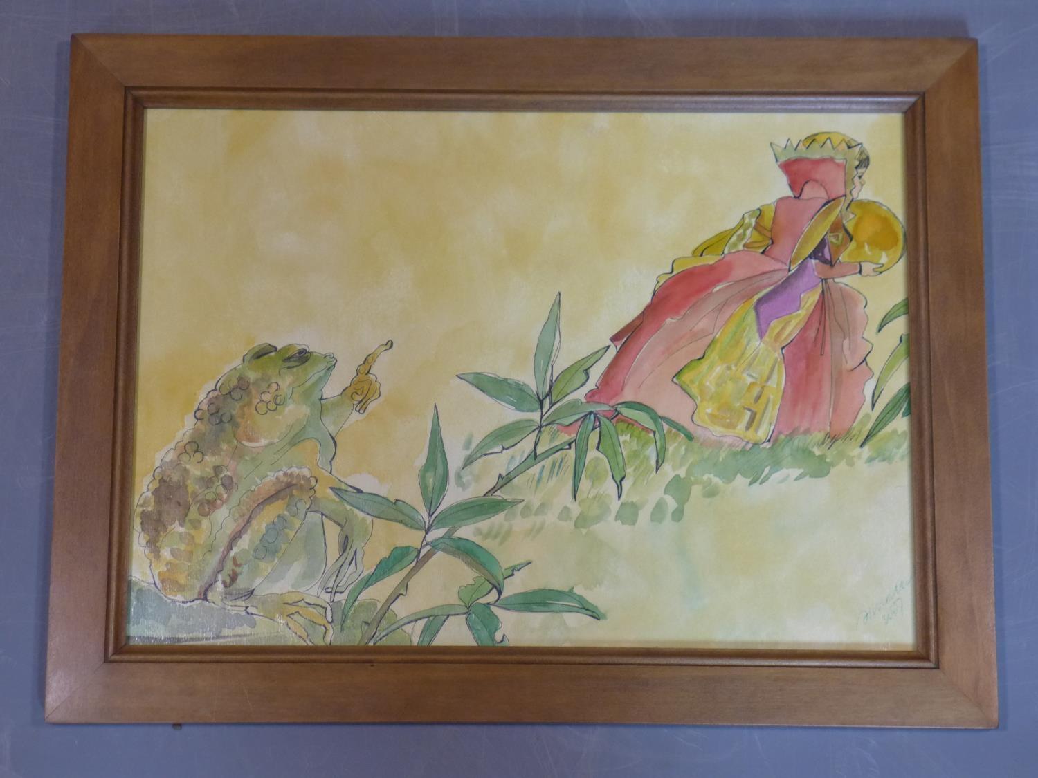 Contemporary draughtsman, Four illustrations of the fable of the princess and the frog, signed and - Image 2 of 3