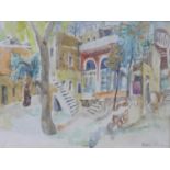 Abraham Yakin (1924 -), View of Jerusalem, watercolour, signed and dated 'A Yakin 1961', 53 x 68 cm