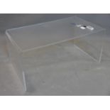 A perspex table, H.40 W.90 D.50cm