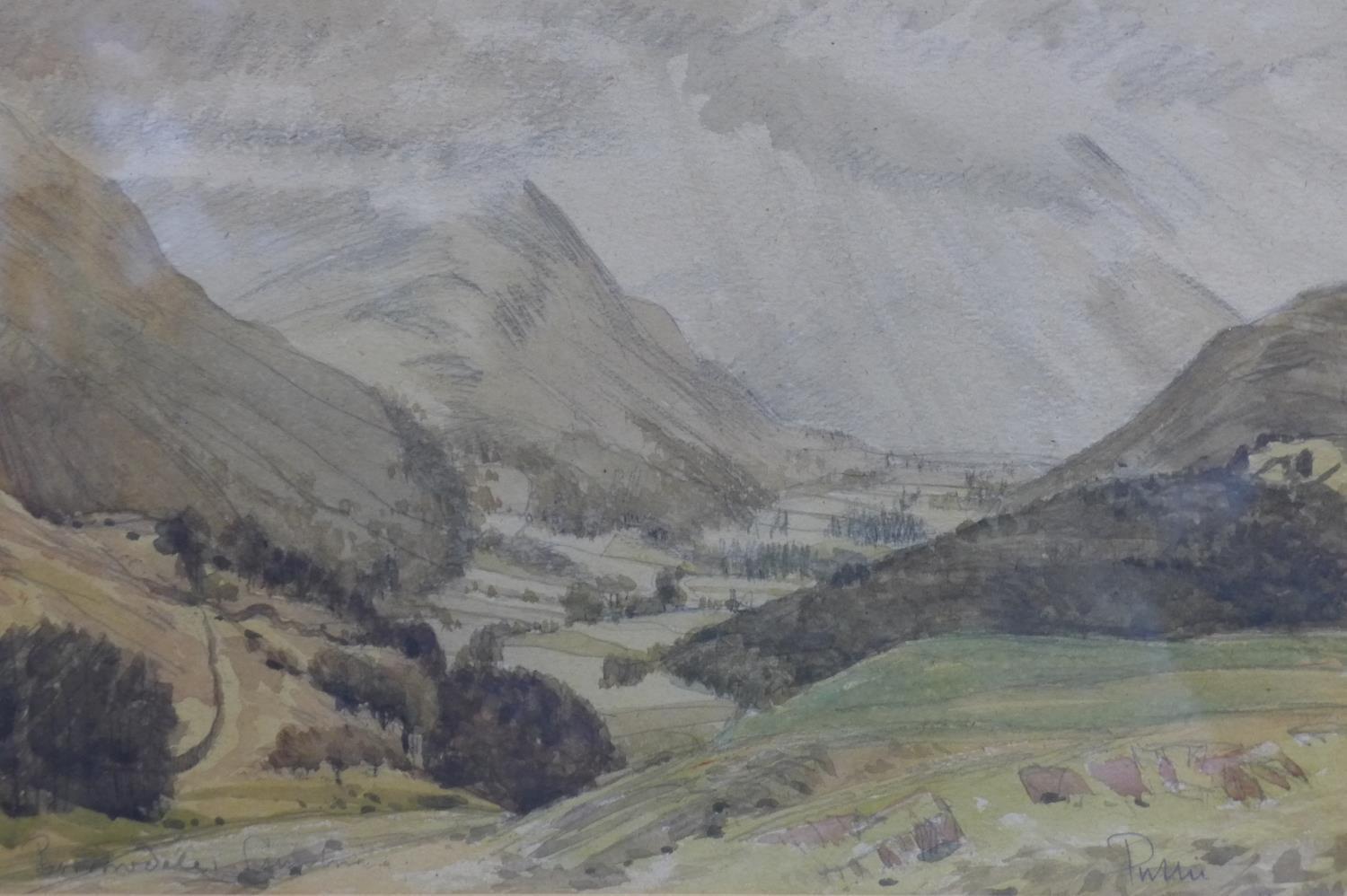 Pair of original landscape watercolours - Image 2 of 3