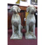 Two reconstituted stone hunting dogs, H.72cm