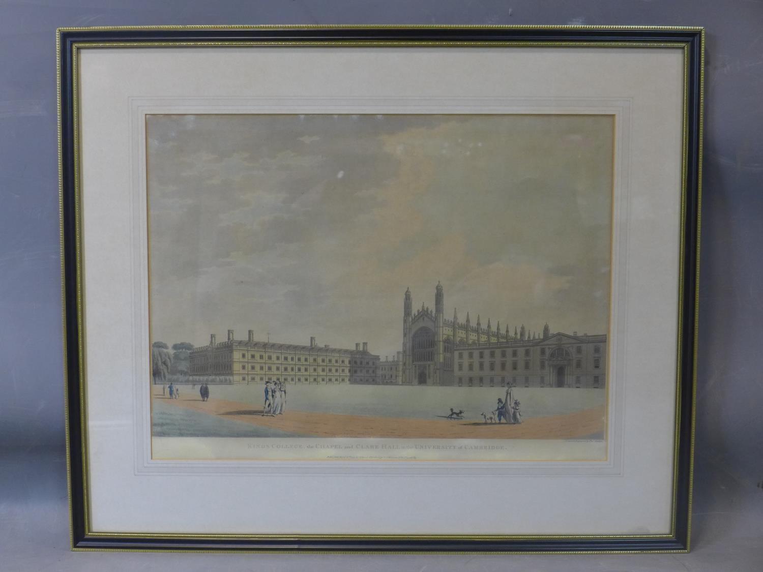 A hand-coloured print of 'King's College, the Chapel and Clare Hall in the University of Cambridge', - Image 2 of 2