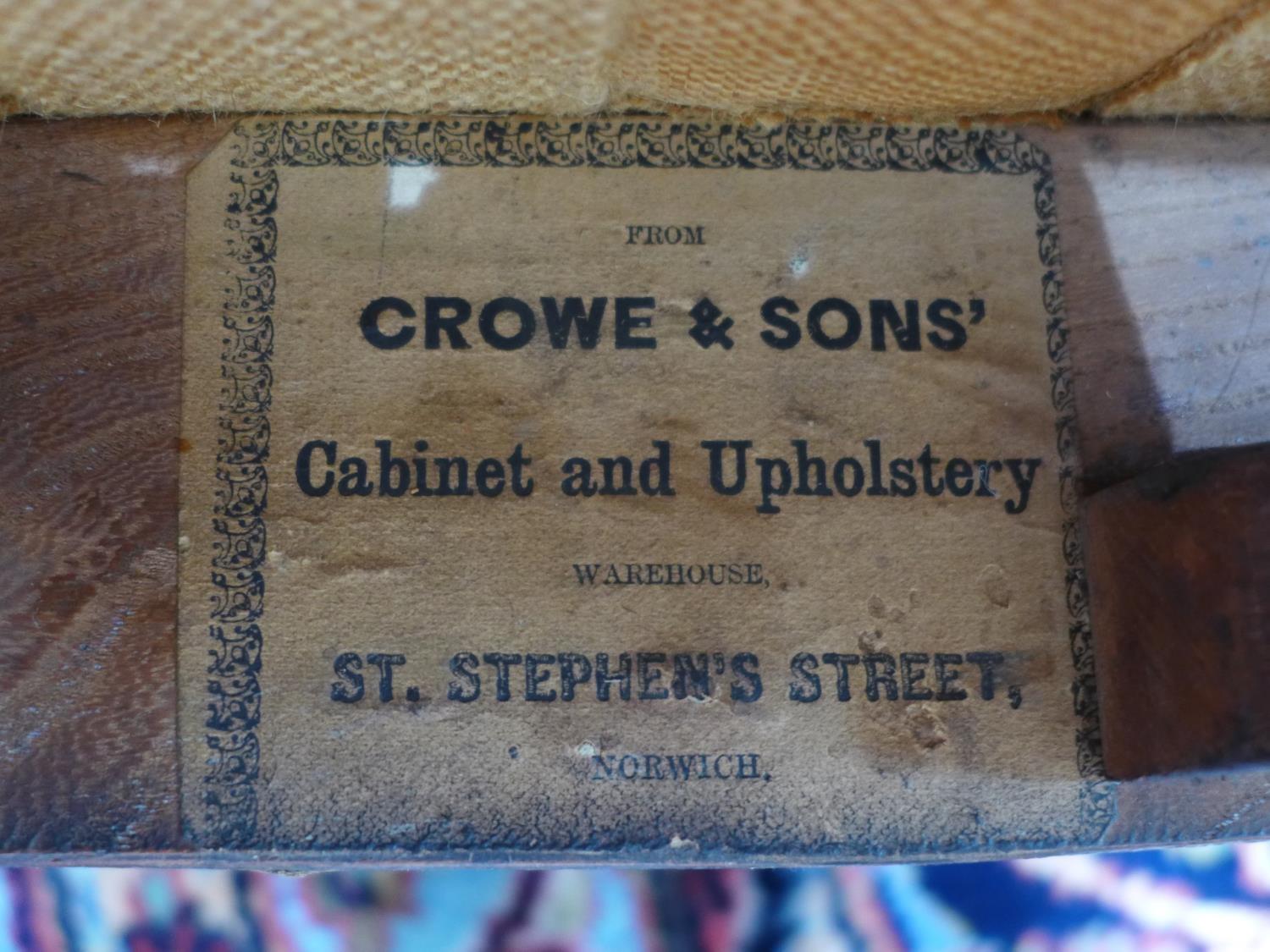 A set of four mahogany William IV dining chairs, with cream upholstered seats, on turned legs, label - Image 6 of 6