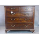 A 19th century mahogany chest of two short over three graduated long drawers, on bracket feet, H.