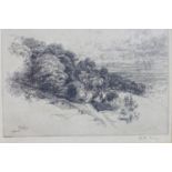 William H May (American, mid-19th century), British landscape, etching, signed and dated Sep 1893,