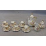 Neo Rococo Coffee set by Dekor Stil Limoges, including six cups and saucers, coffee pot, sugar bowl,