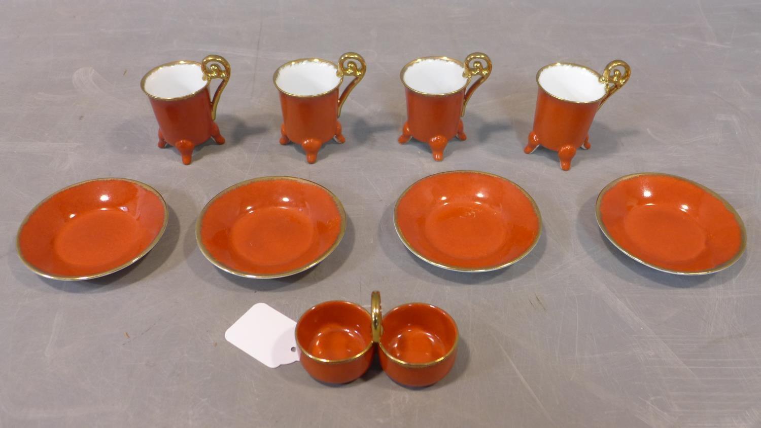 Four coffee cups and saucers by French designer Fabienne Jouvin