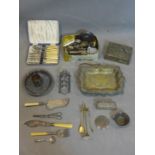 A collection of miscellaneous silver plated and steel, including mother of pearl and bone handled,