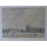 A hand-coloured print of 'King's College, the Chapel and Clare Hall in the University of Cambridge',