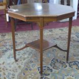 An Edwardian mahogany octagonal inlaid occasional table, with undertier, raised on tapering legs and