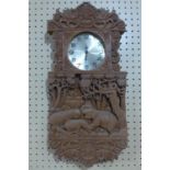 A Southeast Asian clock, the elaborately carved case with elephants and scrolling foliage, quartz