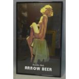 A rare reproduction of Arrow Beer's vintage 'Matchless Body' advertising campaign by pin-up artist