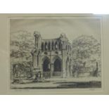 19th century Scottish school, Dryburgh Abbey, Scotland, etching, signed A. Grieger' in pencil,