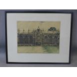 An aquatint and etching of University College, Oxford, with blindstamp, signed Nicholson, no.40 in