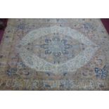An antique Persian Tabriz Hajili carpet, c.1880's, central floral medallion and petal motifs on a